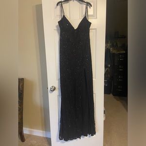 15/16 size black prom dress with mesh corset bodice